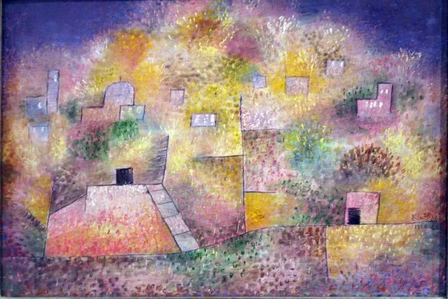 A photograph of the painting 'Jardin d'agrément oriental' by Paul Klee