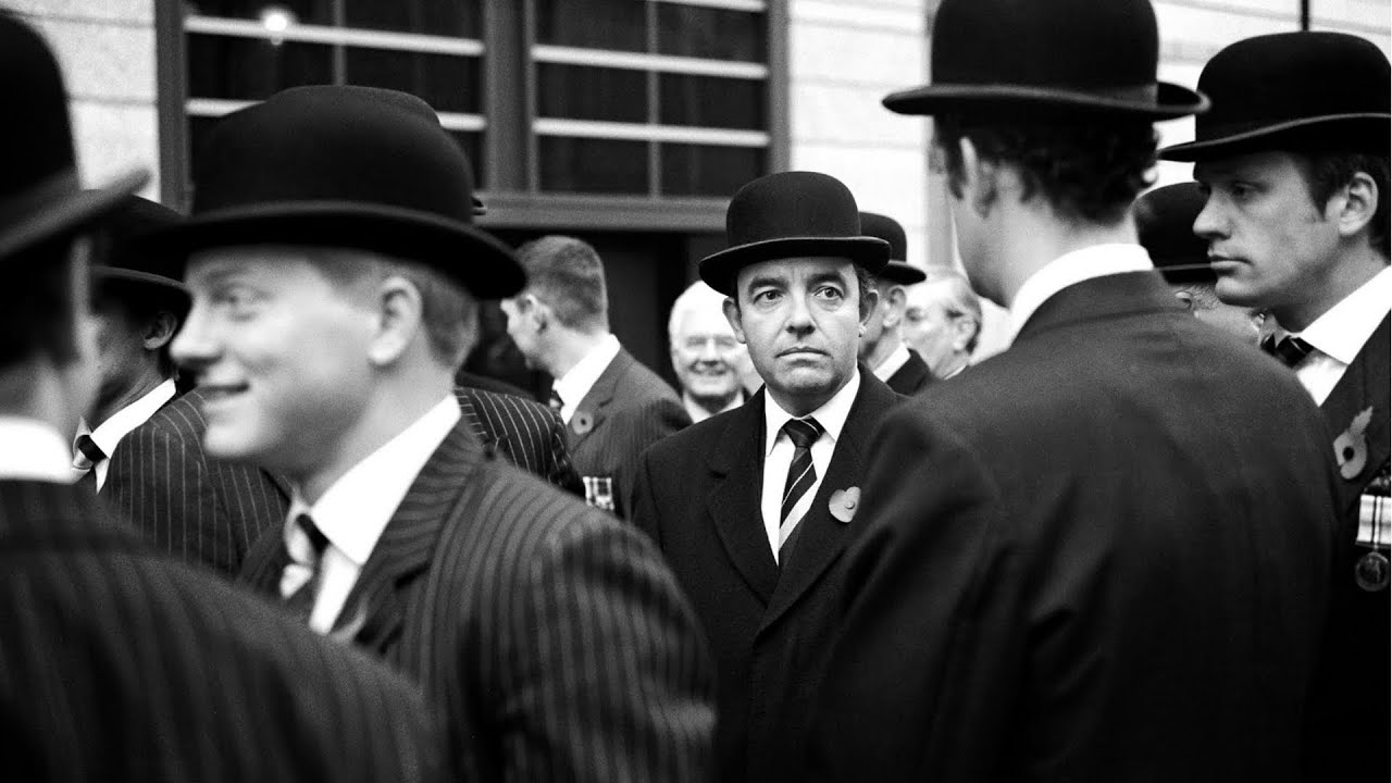 A group of men wearing bowler hats.