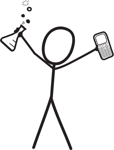 line art of a person holding scientific equipment