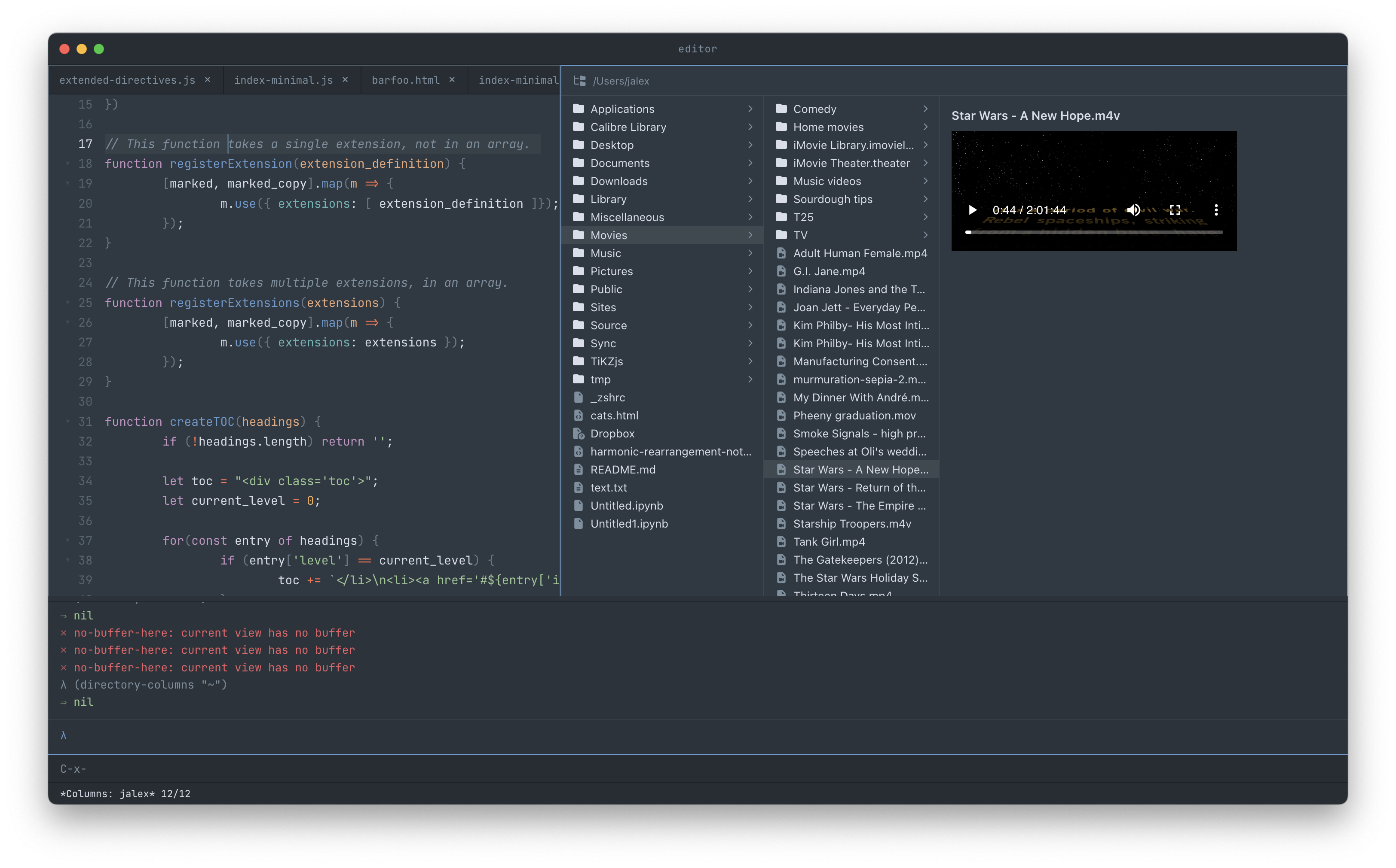 Video preview in the column view
